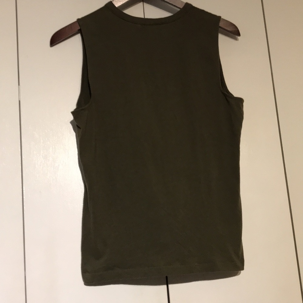 American Living Women's Olive Ruffle Neck Sleeveless Cotton Blouse Top Size L - Picture 13 of 16